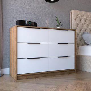 TUHOME Alyn 5-Drawer White Dresser - 4 Single & 1 Double Drawer Storage
