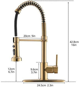 Commercial Brushed Nickel Kitchen Faucet with Pull Down Sprayer, Single Handle Single Lever Kitchen Sink Faucet with Deck Plate
