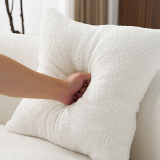 67" White Teddy Velvet Curved Loveseat - No-Assembly Full Compression Sponge Sofa