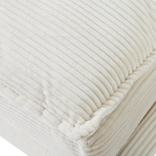 U-Style 85.4" Modern Curved Sofa, Back Upholstered Couch with 2 Decorative Throw Pillows, Corduroy Fabric Couch for Living Room, Bedroom , Apartment