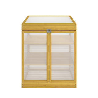Greenhouse Wooden Cold Frame Greenhouse, Mini Greenhouse for Outdoor, Polycarbonate Garden Greenhouse Cabinet 2-Tier, Keep Plant Warm Enough
