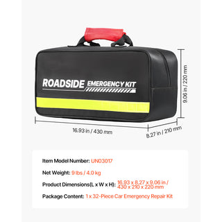 32-Piece Car Emergency Kit with First Aid | Roadside Vehicle Safety Set