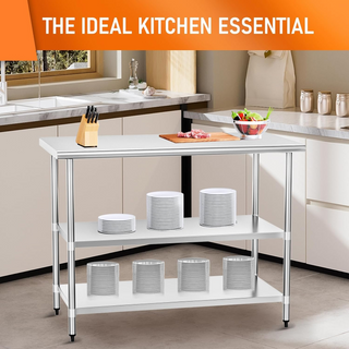 Stainless Steel Table for Prep & Work 24' X 60' inches with 2 Adjustable Shelf, Commercial Workstations, Utility Table in Kitchen Garage Laundry Room Outdoor BBQ