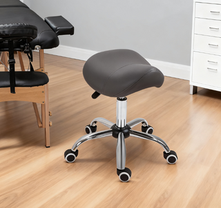 Ergonomic Rolling Saddle Stool Leather Hydraulic Spa Stool Height Adjustable Swivel Drafting Medical Salon Chair