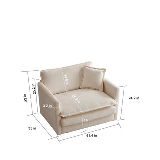 Khaki Corduroy Sofa Sleeper Loveseat - Comfy Deep Seat Small Couch for Living Room
