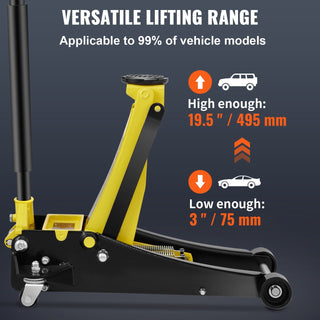 Floor Jack, 3 Ton Low Profile Floor Jack, Heavy-duty Steel Racing Floor Jack with Dual Pistons Quick Lift Pump, Floor Jack Lifting Range 3.35'-19.69'
