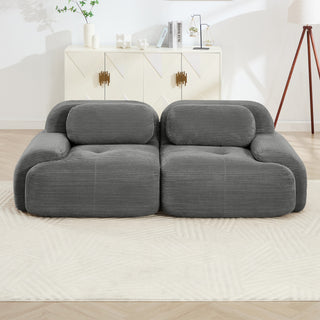 82'' Grey Modular Corduroy Loveseat | Curved Armrest Cloud Sofa luxury