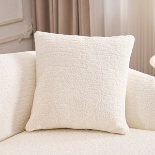 Boneless L-Shape Sectional Sofa with Curved Chaise, White Modular Chenille Couch, High-Density Foam Compression Sofa Sleeper for Living Room, Bedroom, Apartment Lounge