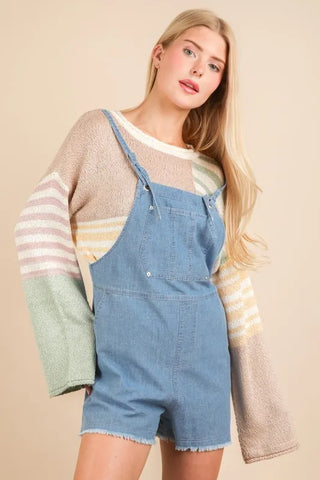 VERY J Mineral Washed Denim Casual Romper