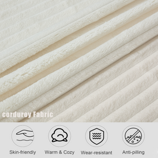 127" Large Curved Sectional Sofa – L-Shaped Left Couch, Beige Corduroy, 10 Back Cushions, No Assembly, Modern Living Room Sofa