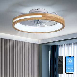 20-Inch Low Profile Ceiling Fan with Lights & Remote | Quiet Wooden Flush Mount Fan