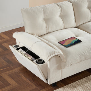 104" L-Shape Sectional Sofa | Modern Couch with USB, Storage & Ottoman