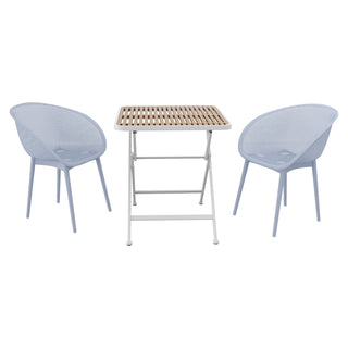 Two-Pack Light Blue Modern Lounge Chair Set with Folding Square Table, Light Blue/Khaki/White;23.23*23.23*30.91 (in)/27.56*27.56*29.33 (in),pp,metal