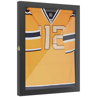 HOMCOM 24' x 32' Jersey Display Case, Wall-Mounted Memorabilia Acrylic Shadow Box with Hanger, Black