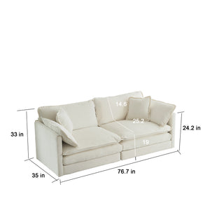White Chenille 3-Piece Sofa Set - Space-Saving Casual Living Room Group with Pillows