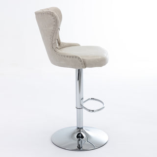 Swivel PU Barstools with Adjustable Seat Height (25-33 Inch), Modern Upholstered Chrome Base Bar Stools with Backs, Comfortable Tufted Olive-Green Stools for Home, Pub, and Kitchen Island, SW1844BG