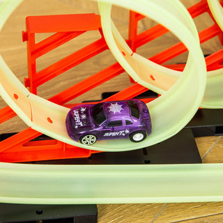 Track Builder DIY Loop Kit with Luminous Effect Spider Model Pull-back Car
