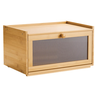 Bread Box for Kitchen Counter Large Capacity Bamboo Storage Container Natural