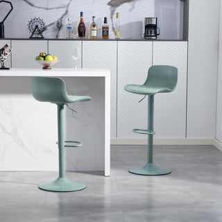 Bar Stools Set of 2 – Adjustable Swivel Counter Barstools with Back, Armless PU Leather Kitchen Island Chairs, Mint Green