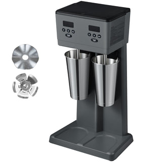 Commercial Milkshake Maker 375W × 2 | Double Head Electric Milkshake Machine with 2 × 820ml Stainless Steel Cups | 3-Speed Drink Mixer Blender with LED Microswitch