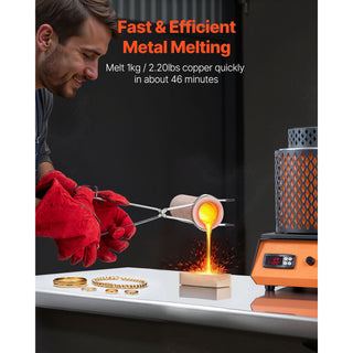 Electric Melting Furnace, 1350W Electric Metal Smelter Foundry, 2102℉/1150℃ Metal Smelting Machine with 3kg Ceramic Crucible, Gold Smelting Kit for Jewelry Making, Metal Bars, Metal Components