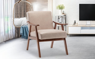 Mid-Century Modern Wingback Accent Chair with Solid Wood Frame and Extra-Thick Backrest – Lounge Chair for Living Room, Bedroom, or Reading Room
