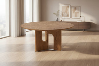 31.5" Round Rustic Ash Wood Coffee Table - Compact Center Table for Small Spaces