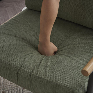 Upholstered Mid Century Lounge Chair Reading Armchair Chenille Fabric Modern Arm Chair with Metal Frame , Accent Chair for Living Room,  Green