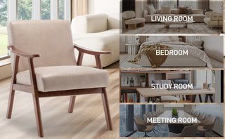 Mid-Century Modern Wingback Accent Chair with Solid Wood Frame and Extra-Thick Backrest – Lounge Chair for Living Room, Bedroom, or Reading Room