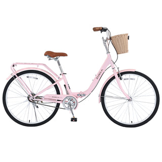 26" Folding Lady Bike – Single Speed, Durable Steel Frame, Compact Design for Easy Storage & City Commuting