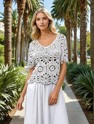 ADORA Crochet Short Sleeve Top