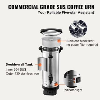 Commercial Coffee Urn 110 Cup Stainless Steel Coffee Dispenser Fast Brew