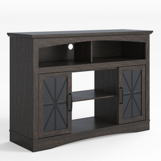 47 inch Farmhouse TV Stand with LED Lights, Brown