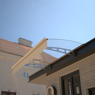 DA4734W Series Door Window Awning, 47" Wide x 34" Deep, Crystal Solid Polycarbonate Sheet and Aluminum Alloy with Valance for Wooden Wall House