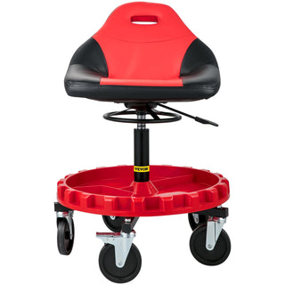 Rolling Gear Seat (300LBS Cap) | 18"-23" Height Adjustable Mobile Mechanic Stool w/ Tool Tray