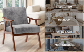 Mid-Century Modern Wingback Accent Chair with Solid Wood Frame and Extra-Thick Backrest – Lounge Chair for Living Room, Bedroom, or Reading Room