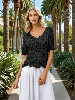 ADORA Crochet Short Sleeve Top