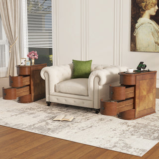 End Table with Charging Station – Sofa Side Table with Drawers, No Assembly Required, Modern Bedside & Living Room Table (Arrival 2025/4/16)