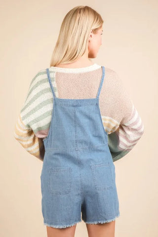 VERY J Mineral Washed Denim Casual Romper