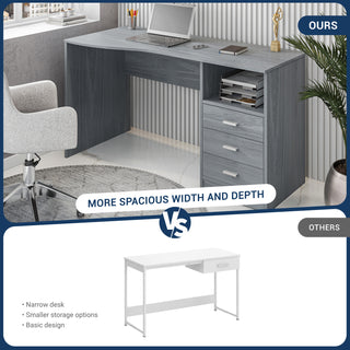 Classic Computer Desk with Multiple Drawers, Grey