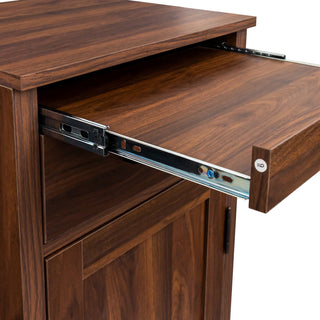 Brown Walnut Modular Wine Bar Cabinet – Dining Room Buffet Cabinet with Storage for Wine Bottles & Glasses