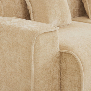 Modular L-Shape Sectional Boneless Sofa with Ottoman, Light Camel
