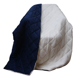 Modern Reversible Throw Blanket, Navy Blue and White