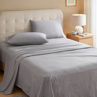 4-Piece King 100% Cotton Flannel Printed Sheet Set,Snowflake