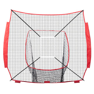 7x7 ft Baseball Softball Practice Net, Portable Baseball Training Net for Hitting Batting Catching Pitching, Backstop Baseball Equipment Training Aids with Strike Zone