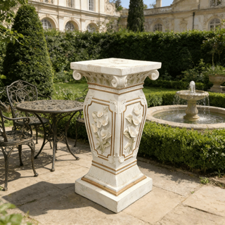 22.05' H x 9.06' W European Style Floral Carved Roman Column Pedestal, Resin Decorative Pillar, Elegant Garden & Courtyard Display Stand for Statues & Ornaments