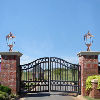 20" Golden Solar Powered LED Outdoor Lanterns - Vintage Garden Path Lights with Elegant Glass Lens - Waterproof Decorative Solar Lamp Post for Yard, Patio, and Walkway - 2-Pack Large Landscape Lighting