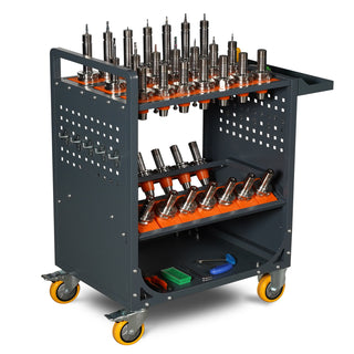 Grey CNC Tool Cart | CAT40 & BT40 Tool Holder Trolley (35 Capacity)