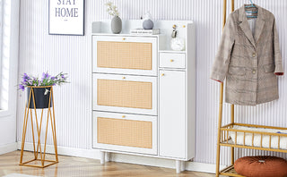 Modern Minimalist Storage Cabinet - Japanese Rattan Shoe Cabinet, Bed Top Cabinet, Small Home Furniture for Corridors and Living Rooms - GZ-DI-03