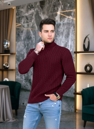 Men's turtleneck casual tight stretch sweater